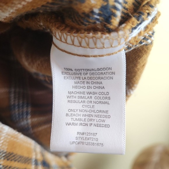 Dickies mustard yellow Black white Plaid Shacket Jacket Sz XL 100% cotton - Picture 6 of 7